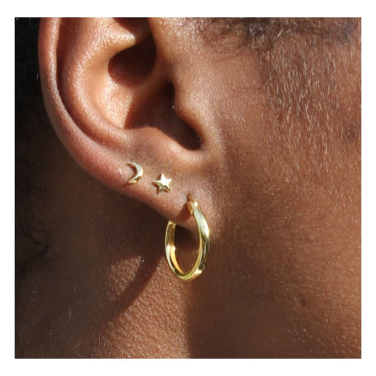 Pave Star & Moon Studs