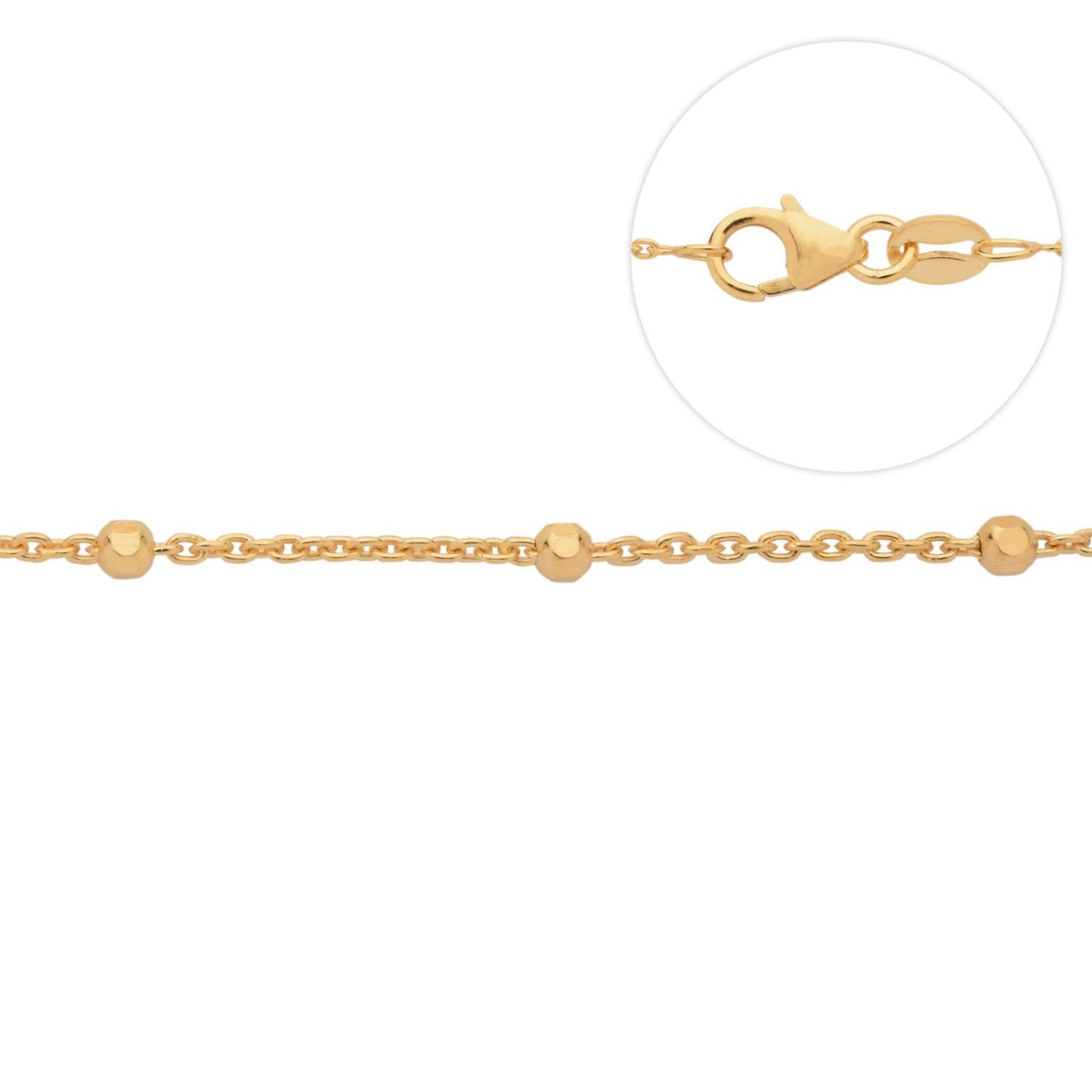 Fine Beaded - Gold plated sterling silver - 7" Chain Bracelet