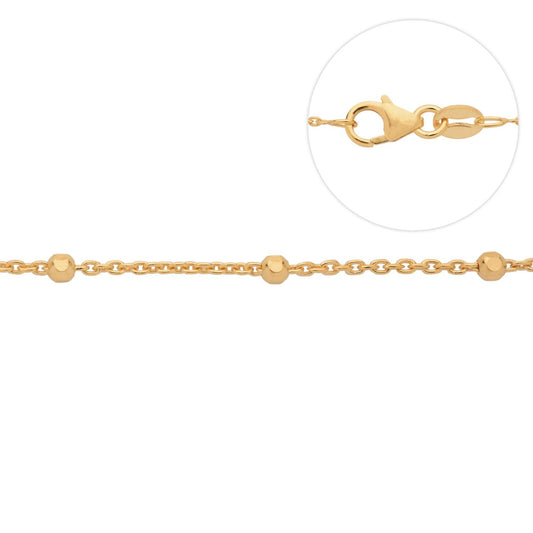 Fine Beaded - Gold plated sterling silver - 7" Chain Bracelet