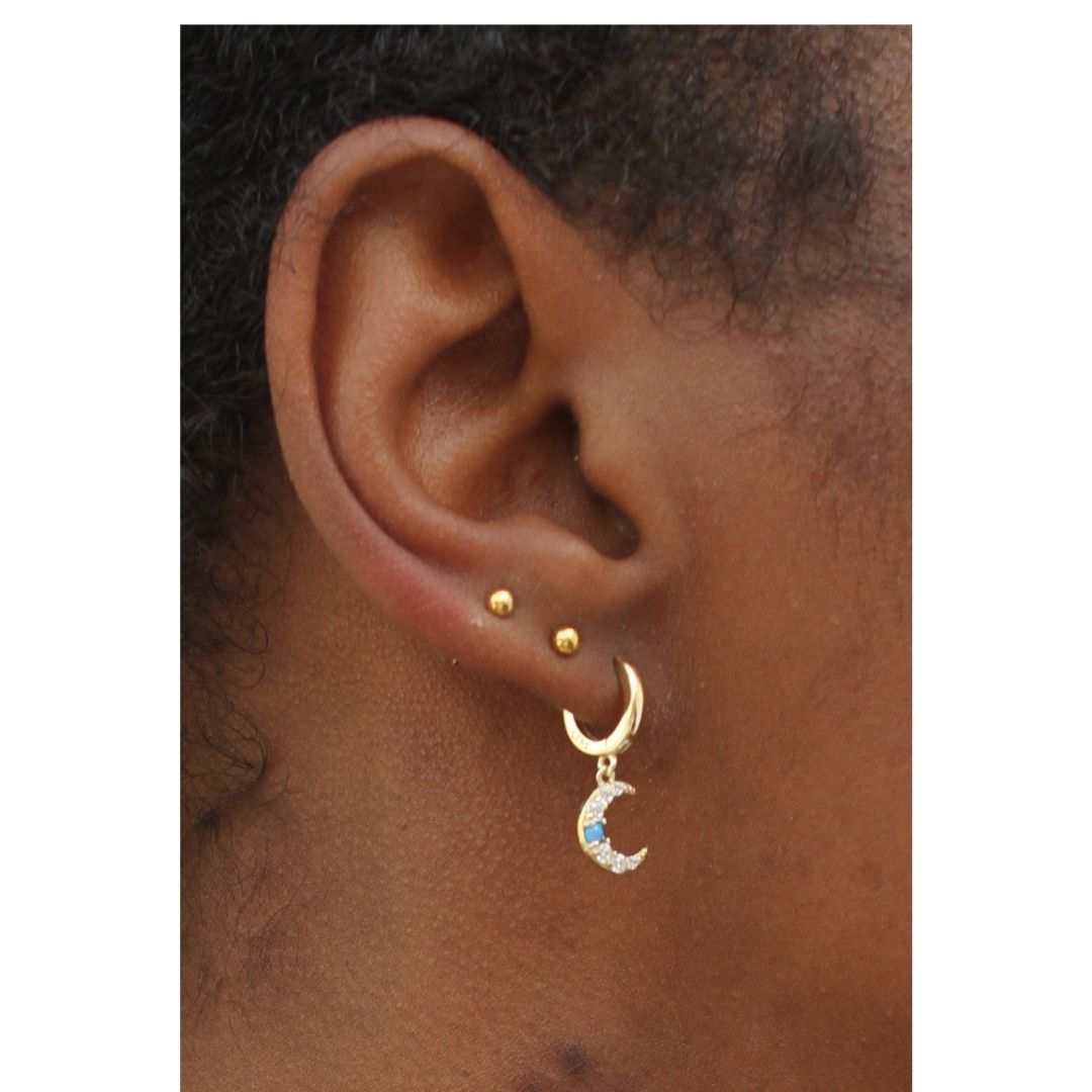 Opal Star & Moon Huggie.