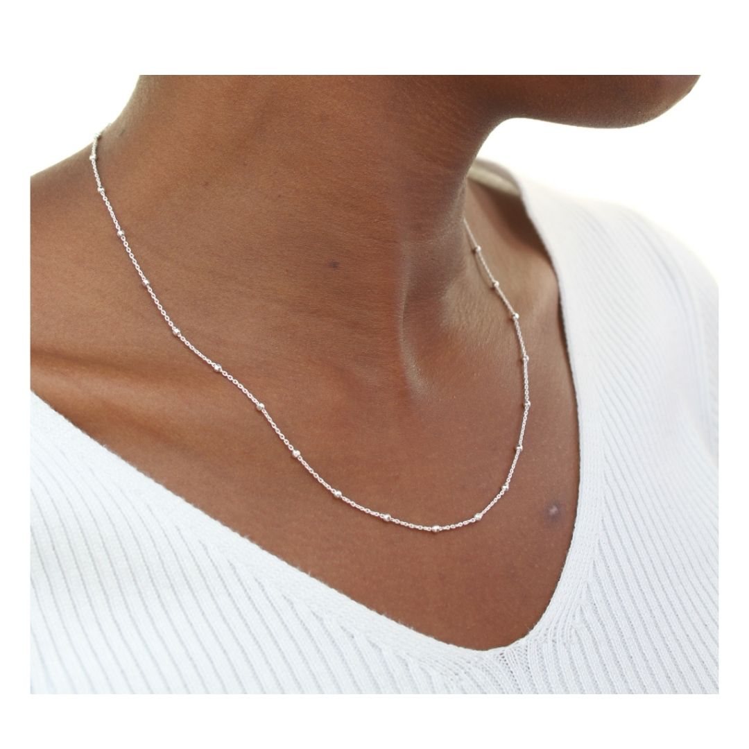Fine Beaded - Gold Plated - sterling silver. 18" ECO Chain Necklace