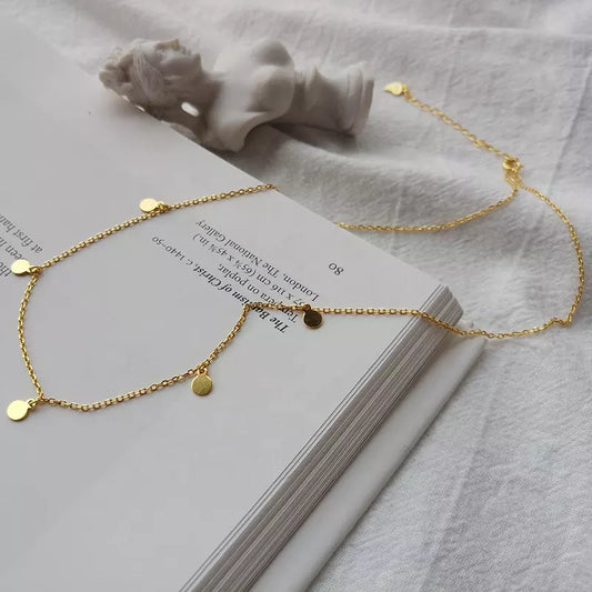 Bijoux Disc Necklace - Gold Plated - sterling silver. 18" ECO Chain Necklace