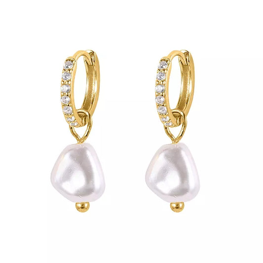 Pave Pearl Drop Earrings