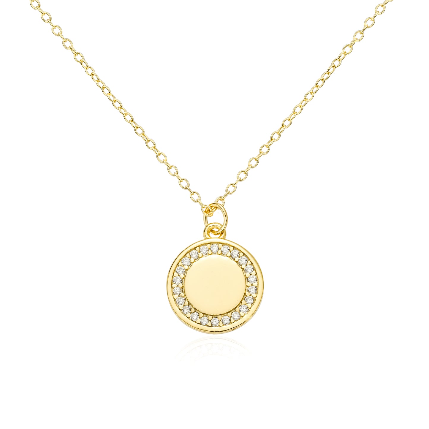 Halo pendant - gold plated - sterling silver - 18" ECO Chain Necklace