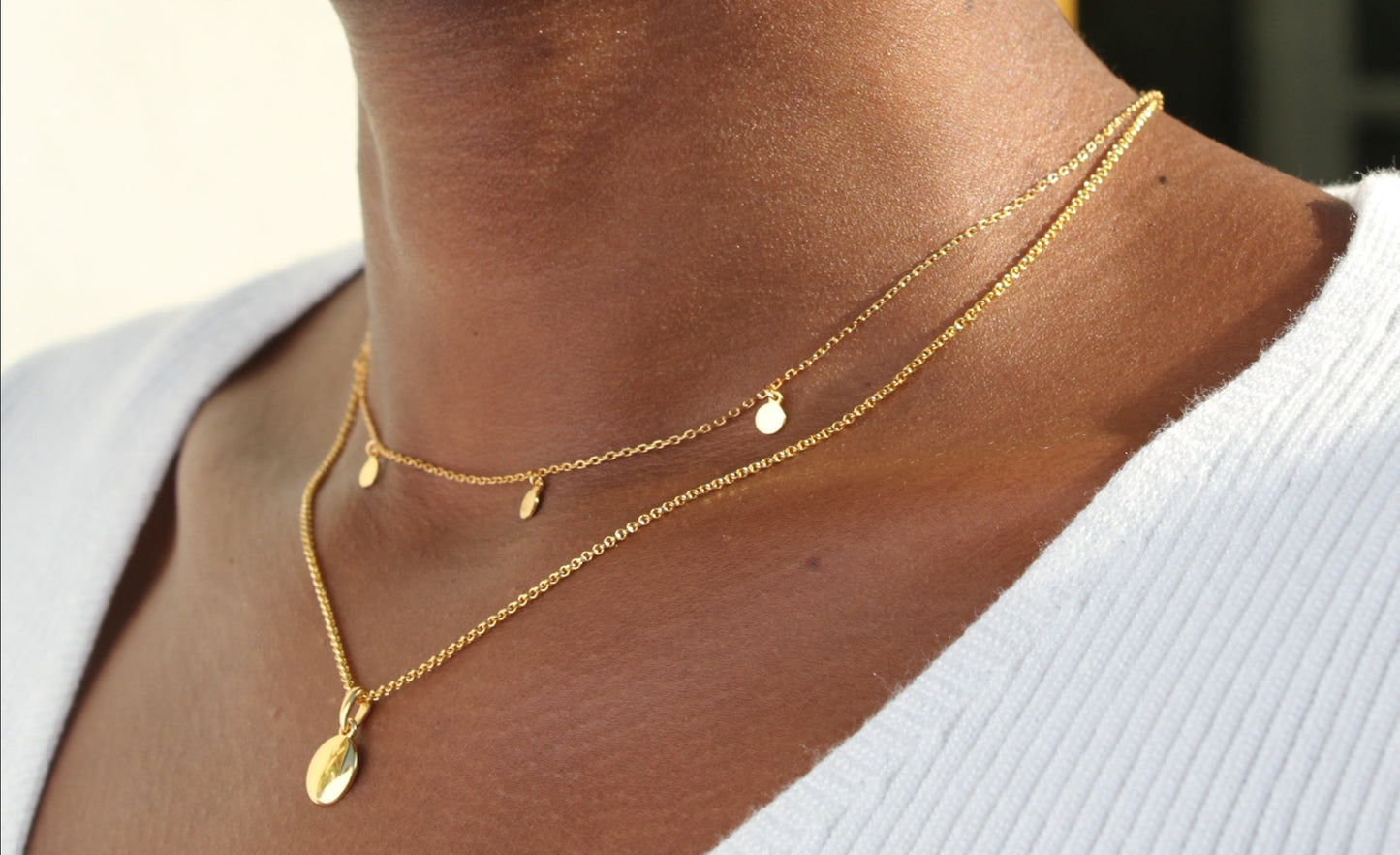 Bijoux Disc Necklace - Gold Plated - sterling silver. 18" ECO Chain Necklace