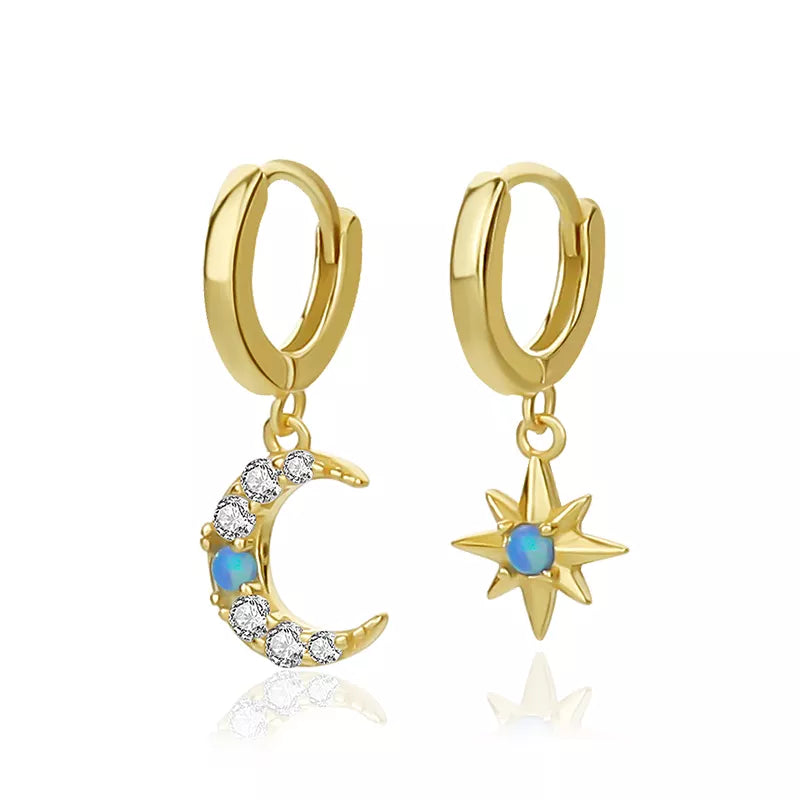 Opal Star & Moon Huggie.