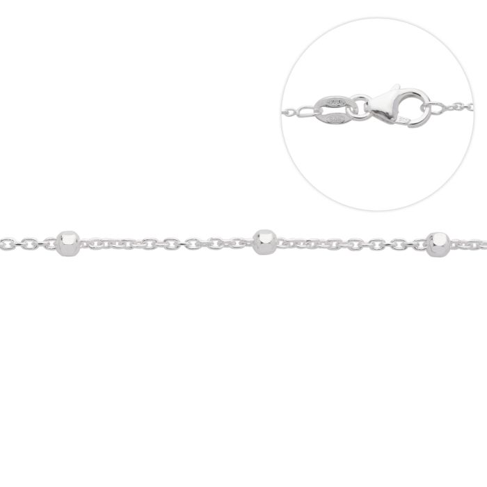 Superior Sterling Silver Beaded 7" Chain Bracelet